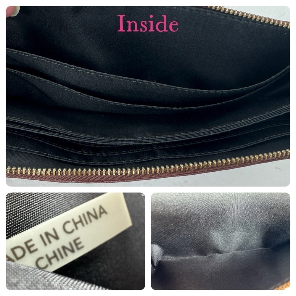 Coach Burgundy Oxblood Grain Leather Wristlet Wallet - Picture 10 of 12